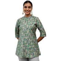 Libas Women's Silk Blend Printed Straight Kurtis (58160O_Green