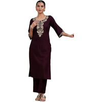 Libas Women's Viscose Embroidered Regular Kurta (29247 Burgundy