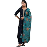 Libas Women's Silk Blend Printed Kurta Set (36892 Blue