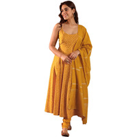 Libas Women's Rayon Bandhani Kurta Set (36896 Mustard