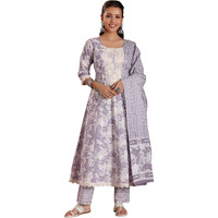 Libas Mauve Pure Cotton Printed Kurta Sets For Women