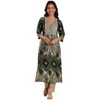 Libas Women's Silk Printed Regular Kurta (29249 Green