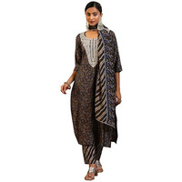 Libas Women's Silk Blend Kurta Set (49140_Black