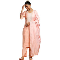 Libas Women's Silk Blend Yoke Design Kurta Set (Gs980_Peach