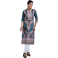 Libas Women's Crepe Regular Kurta (29250_Blue