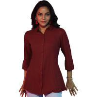 Libas Women's Self Design Straight Tunic Shirt (58202_Maroon