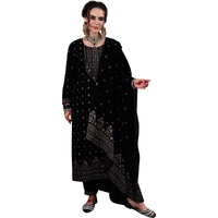 Libas Women's Velvet Kurta Set (36965_Black
