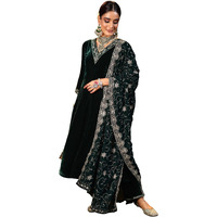 Libas Women's Velvet Kurta Set (36977_Green