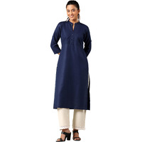 Libas Women's Silk Regular Kurta (29269_Blue