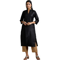 Libas Women's Silk Regular Kurta (29271_Black