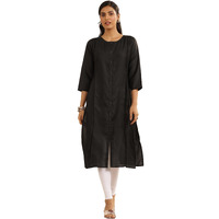 Libas Women's Silk Regular Kurta (29277_Black