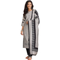 Libas Womens Printed Silk Blend Straight Kurta With Salwar And Dupatta