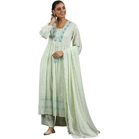 Libas Green Georgette Embroidered Kurta Sets For Women