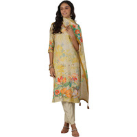Libas Women's Silk Blend Kurta Set (49255_Beige