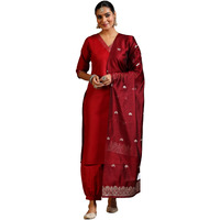 Libas Women's Silk Blend Kurta Set (39050_Red