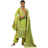 Libas Women's Silk Blend Kurta Set (49277_Green