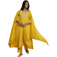 Libas Women's Silk Blend Kurta Set (Gs1013_Yellow_S)