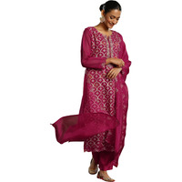 Libas Women Organza Kurta Set (49321, Pink, 2Xl)