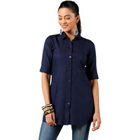 Libas Women's Viscose Rayon A-Line Kurtis (58220_Navy Blue