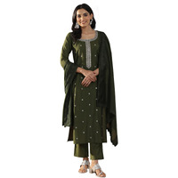 Libas Women's Silk Blend Kurta Set (Gs1028_Olive_S)