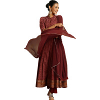 Libas Women's Viscose Rayon Printed Kurta Set (49424, Maroon, Xs