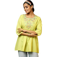 Libas Women's A-Line Kurtis (58245B_Lime