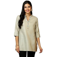Libas Women's Cotton Blend Straight Kurtis (58247B_Pista Green