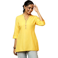 Libas Women's Cotton Blend Straight Kurtis (58251B_Yellow