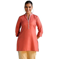 Libas Women's Cotton Blend Solid Straight Kurtis (58254B Rust