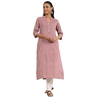 Libas Women's Cotton Printed Straight Kurta (29327O_Mauve_M)
