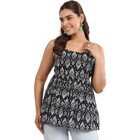 Libas Women's Cotton Ethnic Motifs Anarkali Kurti (29397O_Black_M)