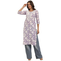 Libas Women's Cotton Printed Regular Kurtas (29410O Lavender