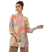 Libas Women's Silk Blend Printed Straight Kurtis (98009O_Multi_L) Multicolour