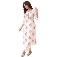 Libas Women's Chanderi Silk Printed Kurta Sets (99022O_Off White_S)