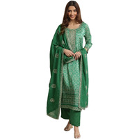Libas Women's Chinon Kurta Sets (99069O_Green_S)