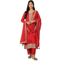Libas Women's Silk Chiffon Kurta Sets (99079O_Orange_Xl)