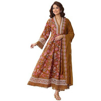Libas Women's Cotton Kurta Sets (99090O_Mustard_Xxl)