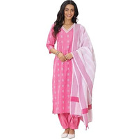 Libas Women's Cotton Blend Kurta Sets (400050O_Pink_M)