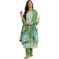Libas Women's Silk Blend Kurta Set (400051O_Green_M)