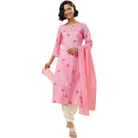 Libas Women's Cotton Blend Kurta Sets (400067O_Pink_M)