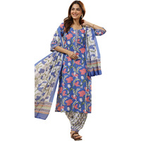 Libas Women's Pure Cotton Kurta Sets (400157O_Blue_S)