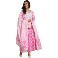 Libas Women's Pure Cotton Kurta Set (400163O_Pink_Xl)