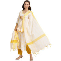 Libas Women's Cotton Blend Kurta Set (400176O_Off White_M)