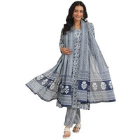 Libas Women's Pure Cotton Kurta Set (400178O_Blue_M)