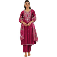 Libas Women's Silk Blend Kurta Sets (99189_Pink_Xxl)
