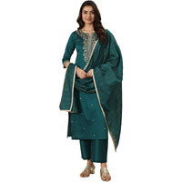 Libas Women's Silk Blend Kurta Sets (99195_Teal_S)