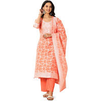 Libas Women's Chanderi Silk Kurta Sets (99208_Orange_S)