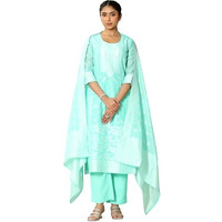 Libas Women's Chanderi Silk Kurta Sets (99213_Turquoise Blue_Xl)