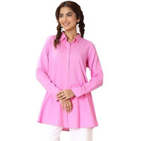 Libas Women's Viscose Rayon Solid Straight Kurtis (98157_Pink_L)