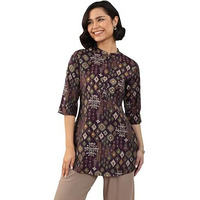 Libas Women's Silk Blend Ethnic Motifs Straight Kurtis (98160_Burgundy_S)
